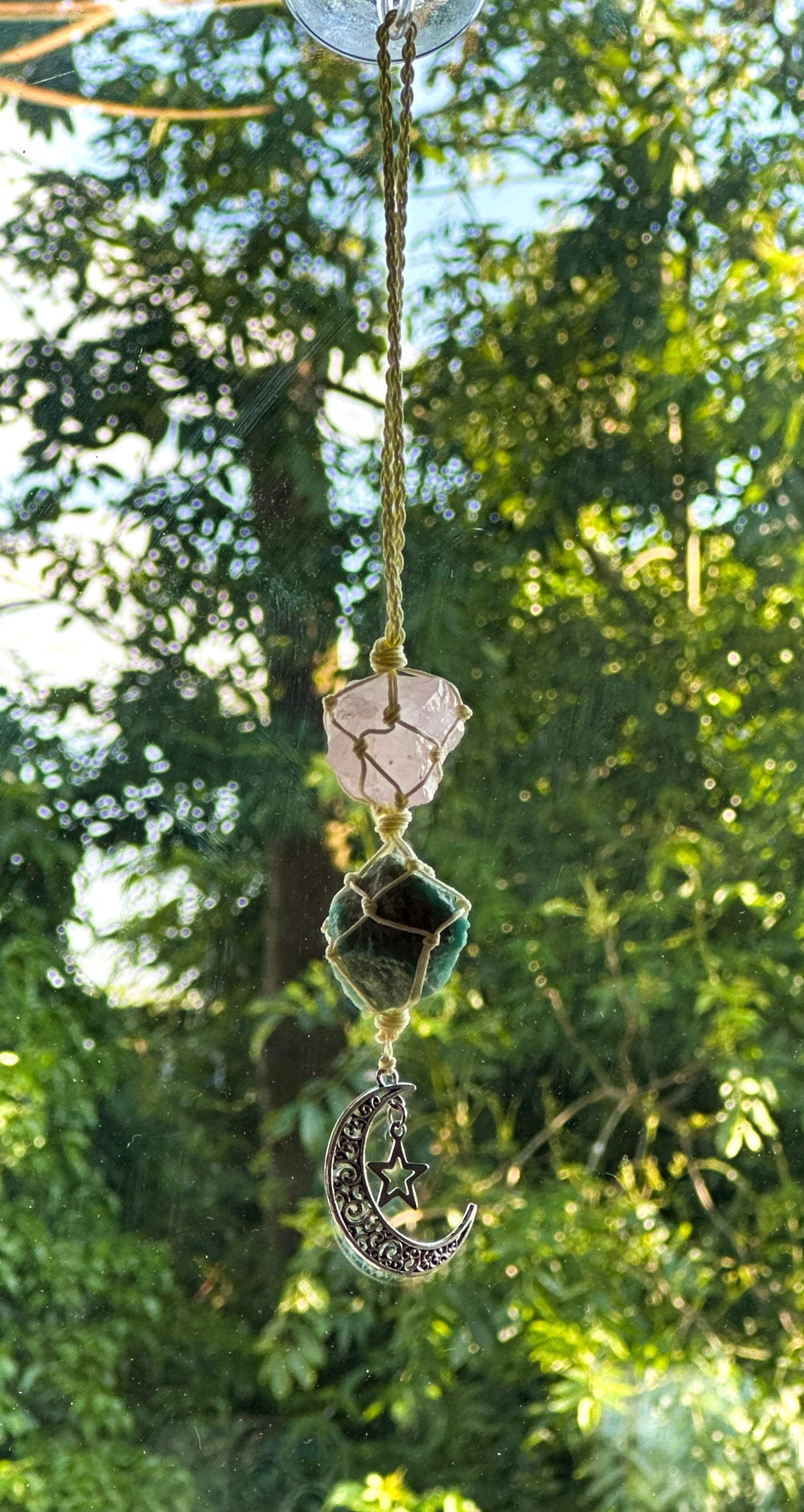 Lily loves... Double Crystal Macrame Moon Hanging